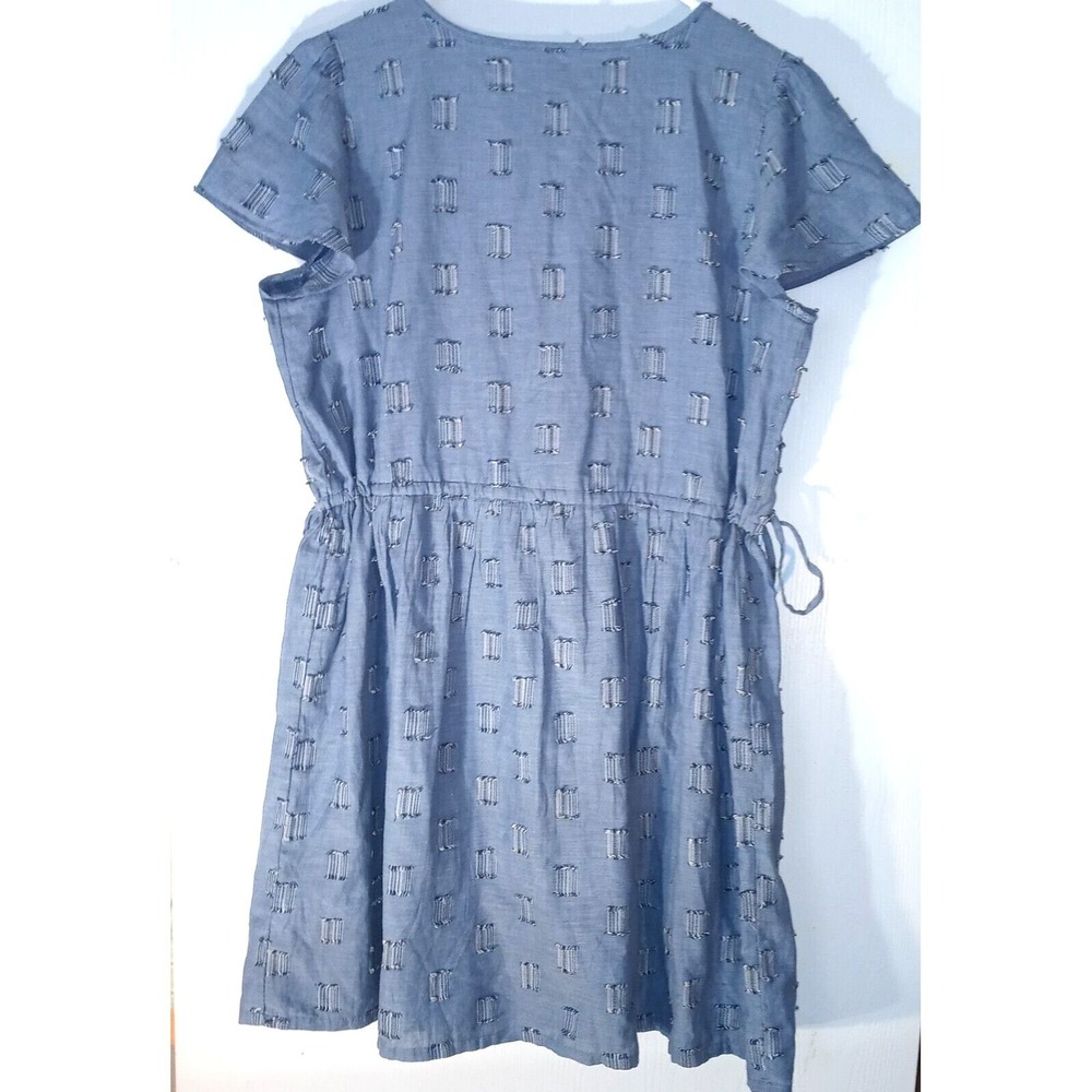 LOFT Sz L Dress Clip Pintucked Blue Cotton Chambray Cottagecore Sundress - Picture 3 of 7